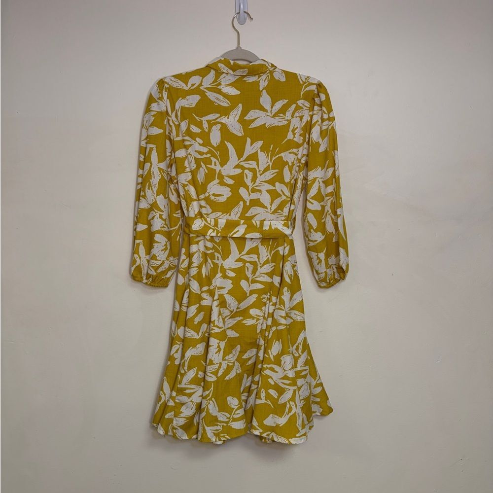 NWT Max Urban Floral Button-Front Shirt Dress in Mustard and White -Size 8 - Picture 6 of 8
